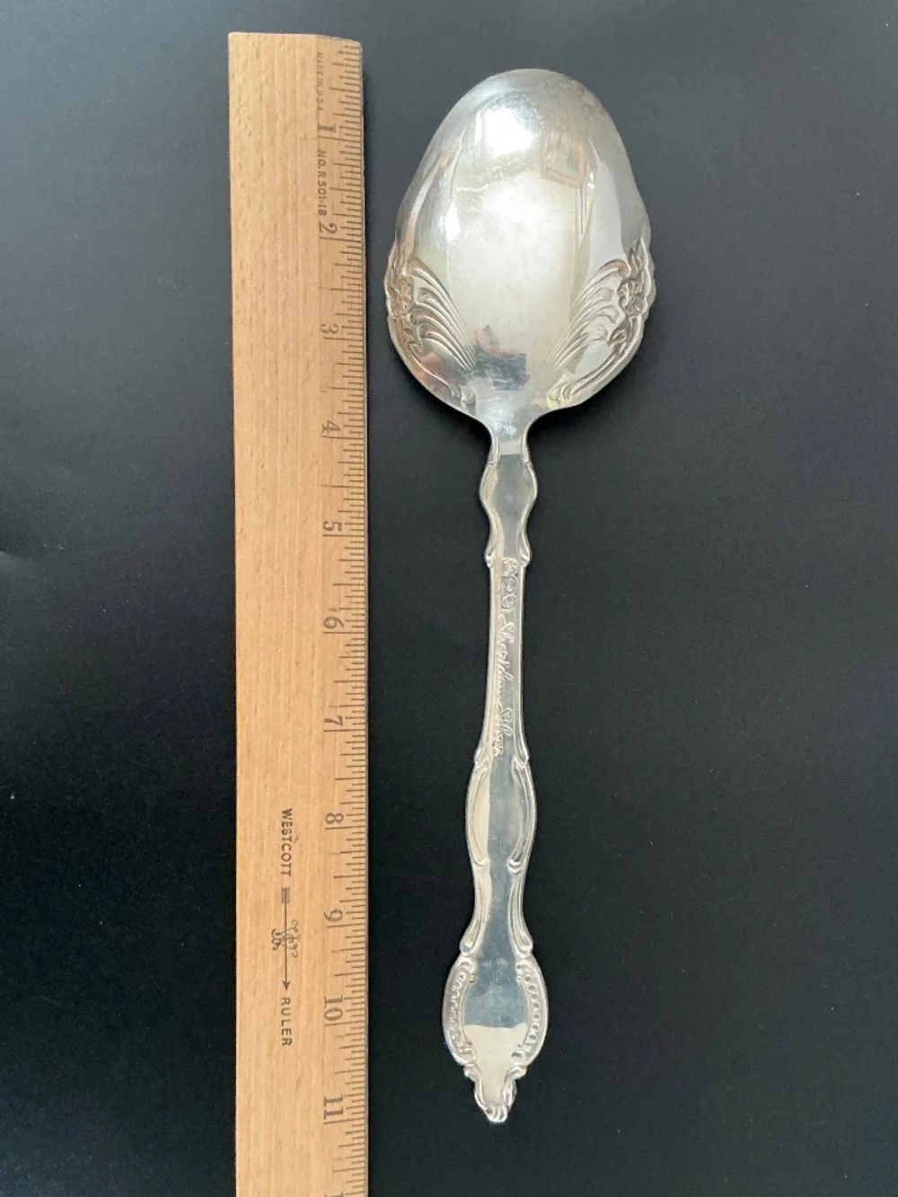 Vintage Sheridan Silver Co Ornate Silver Plated Large Buffet Serving Spoon